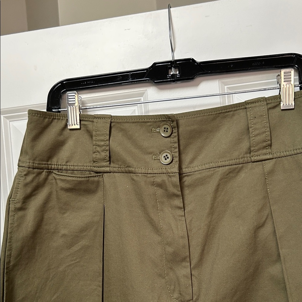 Rebecca Taylor Olive Green High-Rise Pleated Chinos - Picture 4 of 11